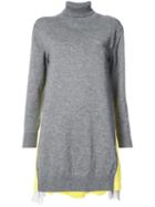 Sacai - Contrast Back Tunic Sweater - Women - Cotton/nylon/cupro/wool - 2, Grey, Cotton/nylon/cupro/wool