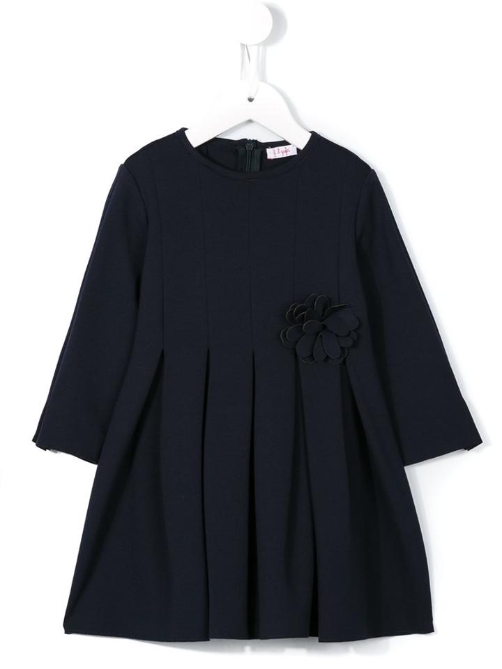 Il Gufo Flower Appliqué Dress, Girl's, Size: 8 Yrs, Blue