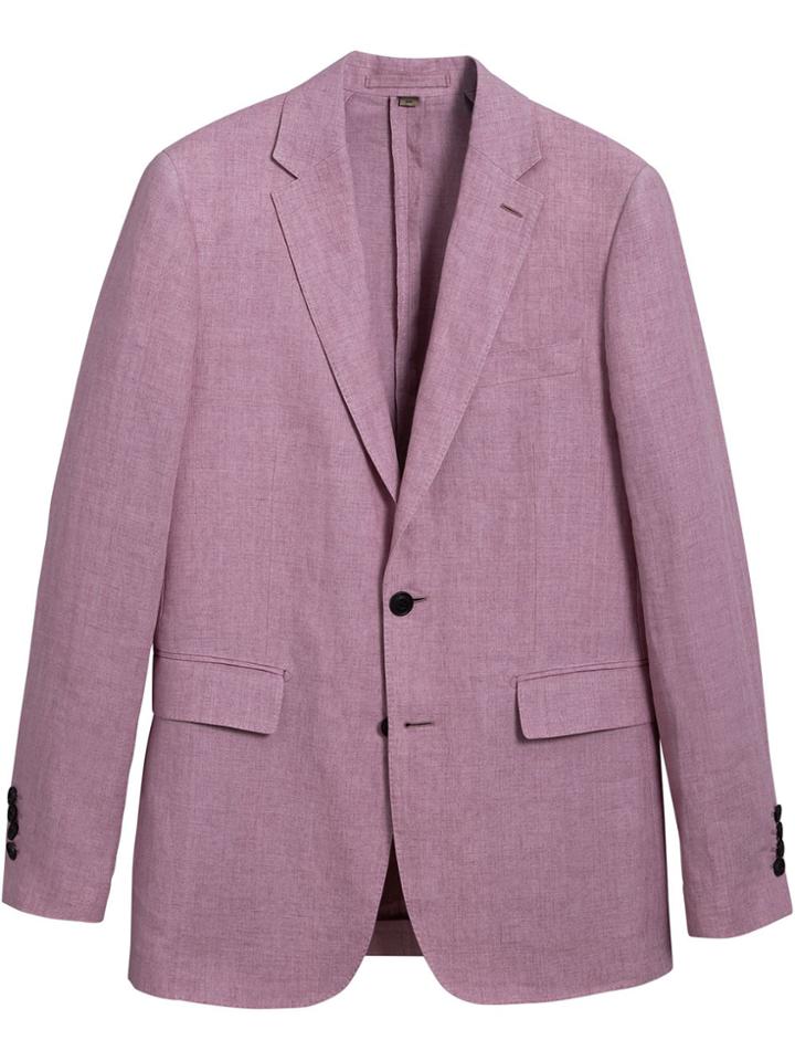Burberry Soho Fit Linen Tailored Jacket - Pink & Purple