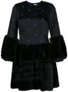 Comme Des Garçons Noir Kei Ninomiya Faux Fur Floral Embroidered Dress