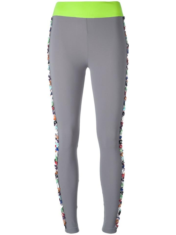 No Ka' Oi Floral Embellished Leggings - Grey