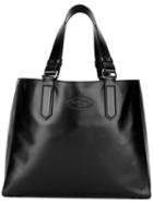Lanvin Embossed Logo Shopper Tote, Women's, Black, Calf Leather/cotton