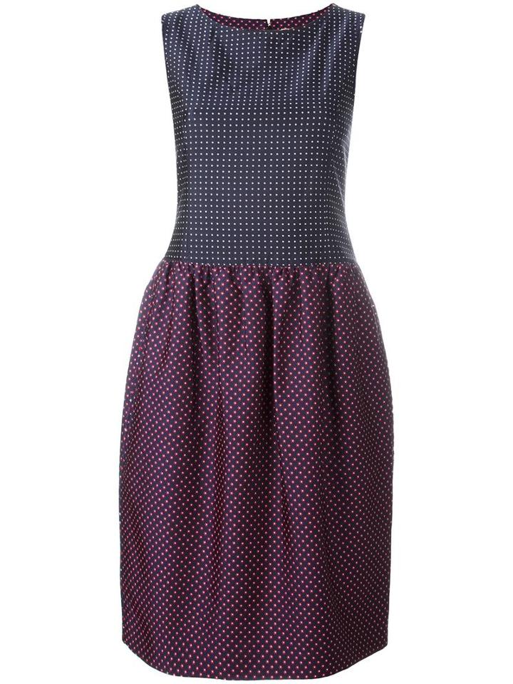 Pascal Millet Polka Dot Colour Block Shift Dress, Women's, Size: 36, Blue, Silk/cotton/spandex/elastane