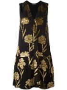 Rochas Floral Print Dress, Women's, Size: 42, Black, Silk/polyester/viscose