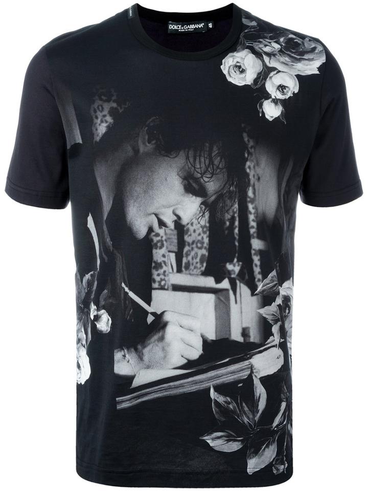 Dolce & Gabbana Marlon Brando Printed T-shirt, Size: 46, Black, Cotton