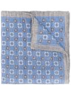 Eleventy Printed Linen Scarf, Men's, Blue, Linen/flax