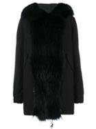 Mr & Mrs Italy - Fur Trim Coat - Women - Cotton/polyester/polypropylene/racoon Fur - M, Black, Cotton/polyester/polypropylene/racoon Fur