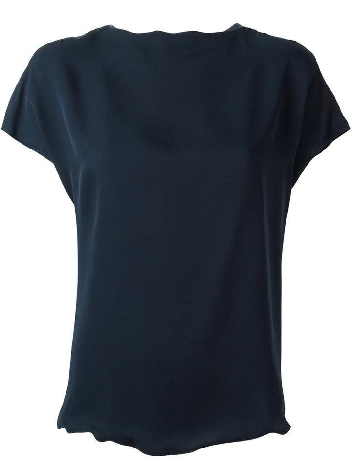 Giorgio Armani Boxy Fit Top, Women's, Size: 42, Blue, Silk