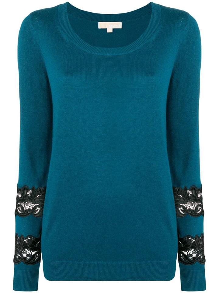 Michael Michael Kors Lace Detail Knitted Sweatshirt - Blue
