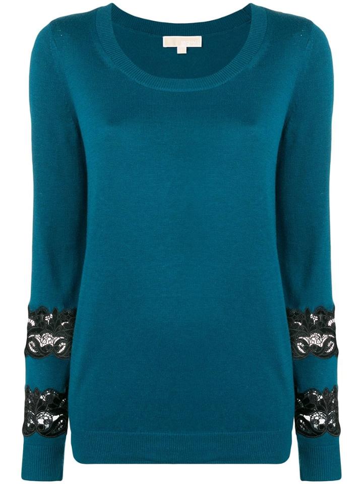 Michael Michael Kors Lace Detail Knitted Sweatshirt - Blue