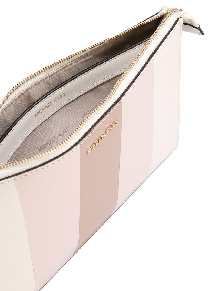 Michael Kors - Striped Clutch - Women - Leather - One Size, Nude/neutrals, Leather