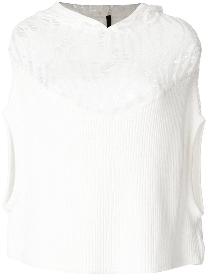 Unravel Project Knitted Hooded Top - White