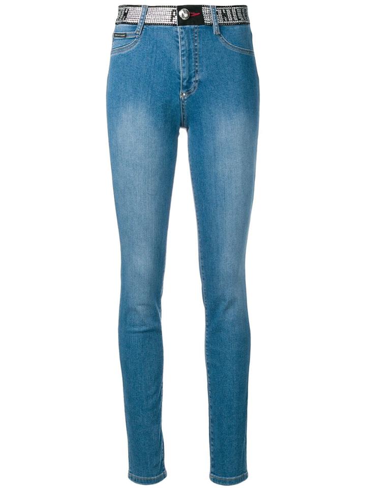 Philipp Plein Skinny Stud Detail Jeans - Blue