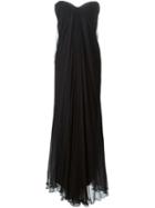 Alexander Mcqueen Draped Bustier Gown, Women's, Size: 44, Black, Silk/polyamide/rayon