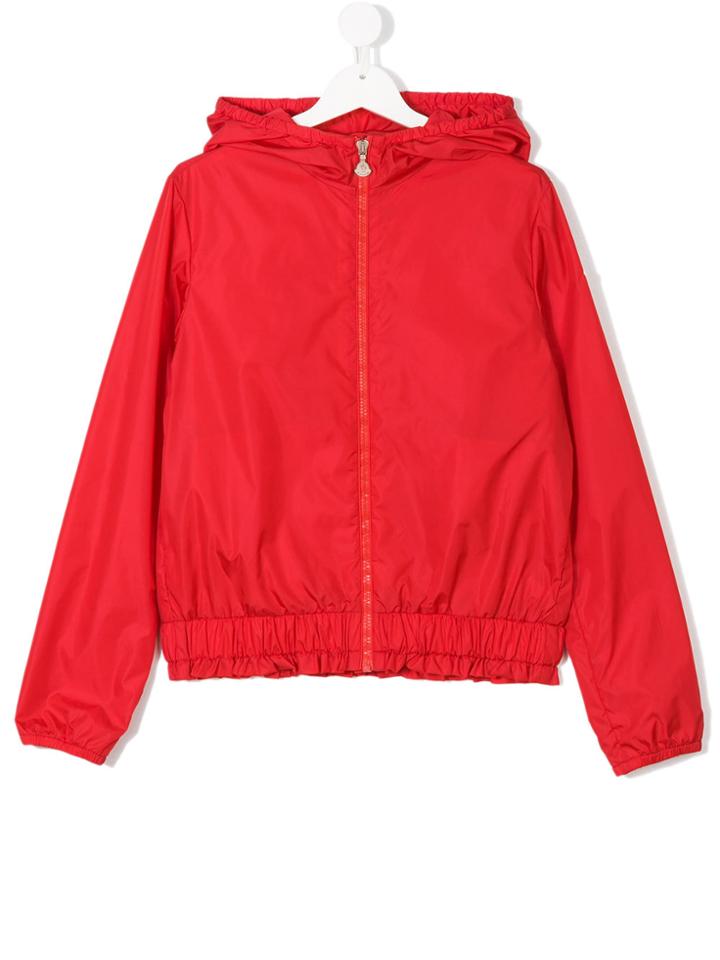 Moncler Kids Teen Hooded Bomber Jacket - Red