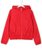 Moncler Kids Teen Hooded Bomber Jacket - Red