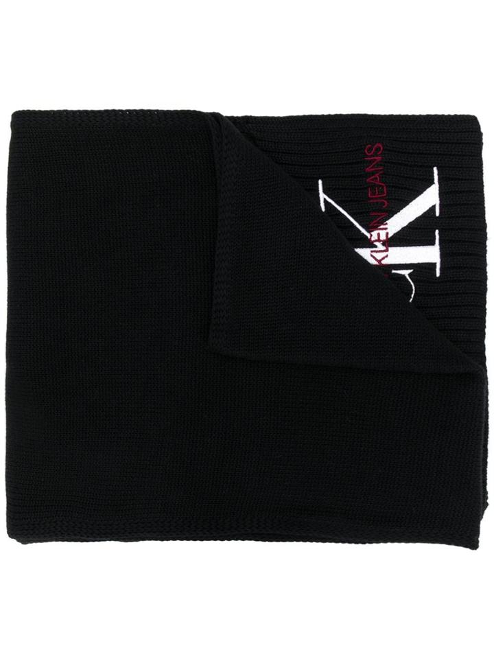 Calvin Klein Logo Embroidery Scarf - Black