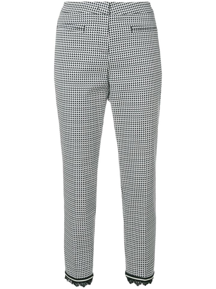 Cambio Fringed Hem Houndstooth Trousers - Black