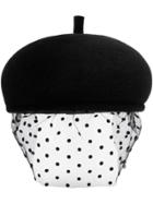 Maison Michel Bonnie Polka Dot Veil Hat - Black