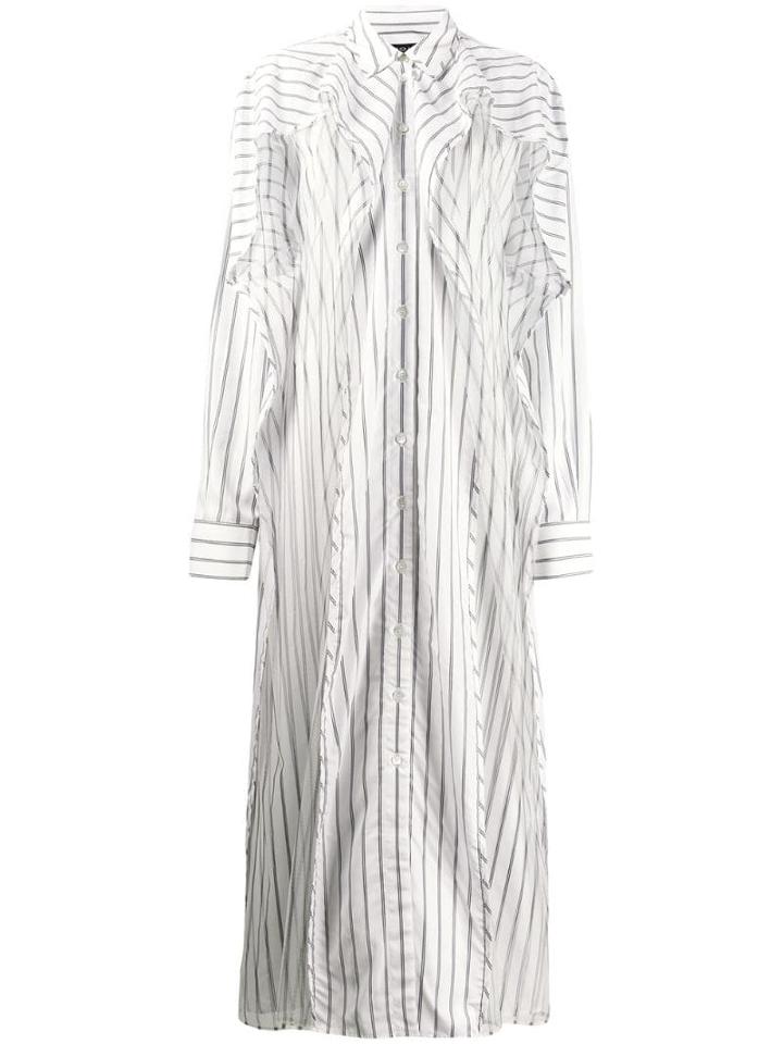 Y/project Striped Oversized Shirt Dress - White