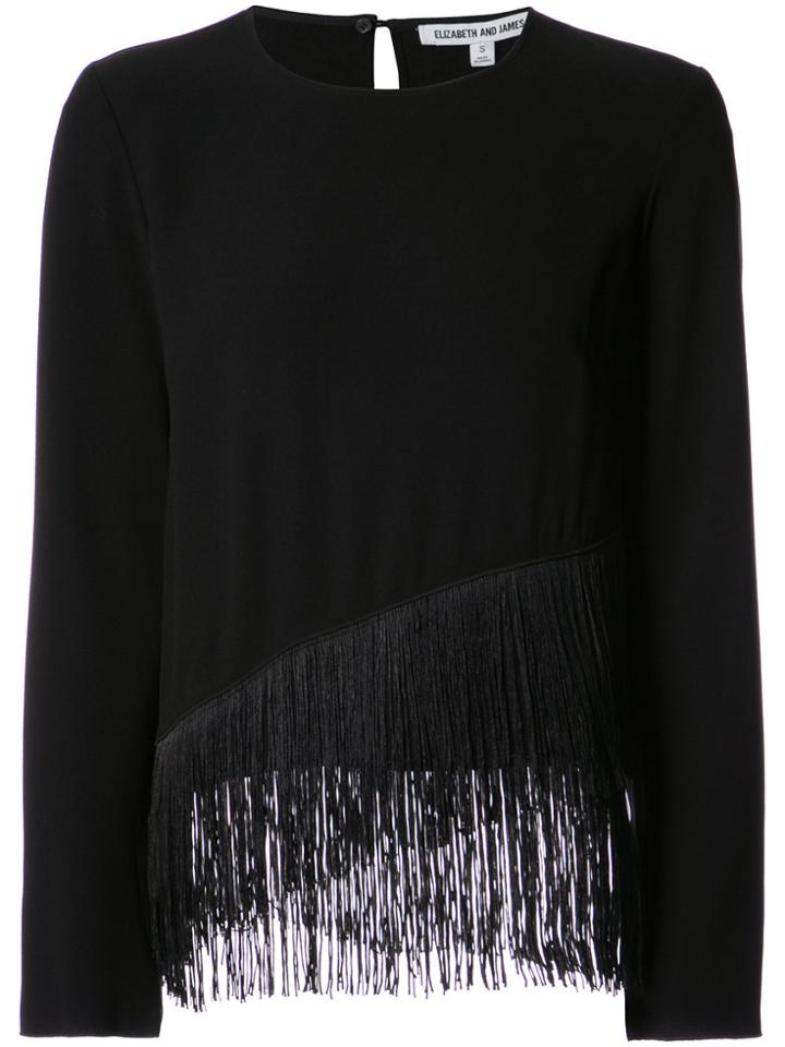 Elizabeth And James Hudson Fringed Top - Black