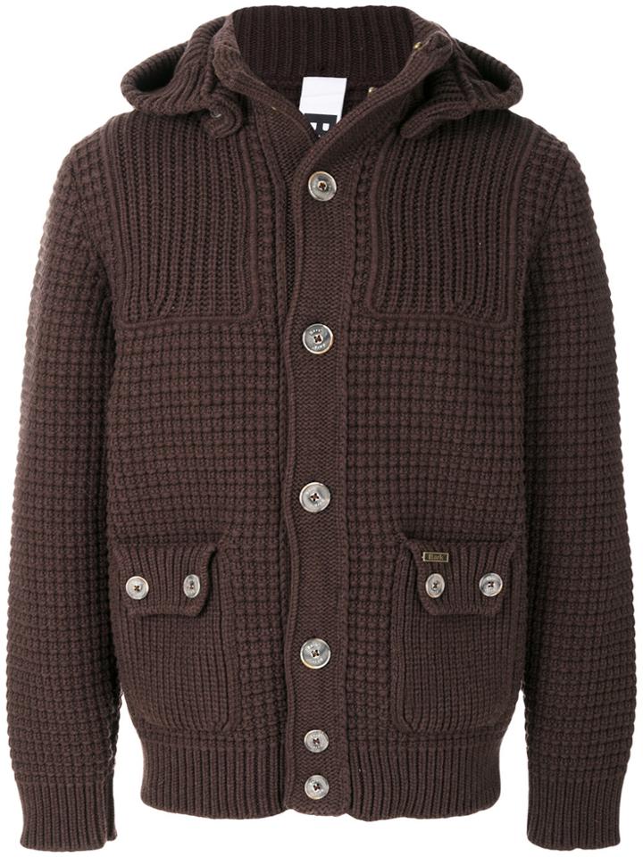 Bark Waffle Knit Cardigan - Brown