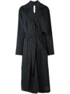 Damir Doma Striped Trench Coat, Women's, Size: Medium, Black, Silk/cotton