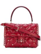 Valentino Rockstud Quilted Tote - Red