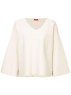 Des Prés Long-sleeve Flared Sweater - White