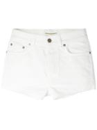 Saint Laurent Raw Edge Denim Shorts, Women's, Size: 26, White, Cotton