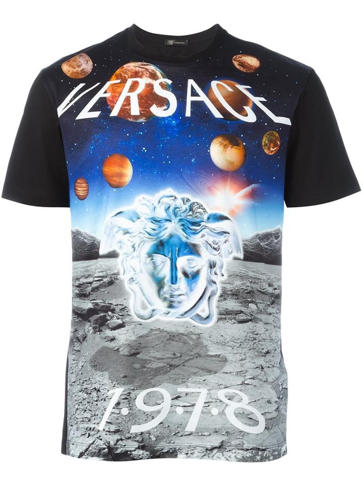 Versace 'universe Medusa' T-shirt, Men's, Size: Xl, Black, Cotton