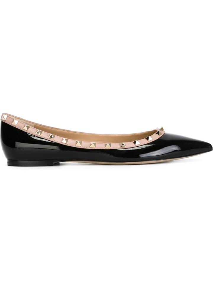 Valentino Rockstud Ballerinas, Women's, Size: 41, Black, Leather/patent Leather