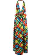 Isolda 'arco-íris' Textured Long Dress