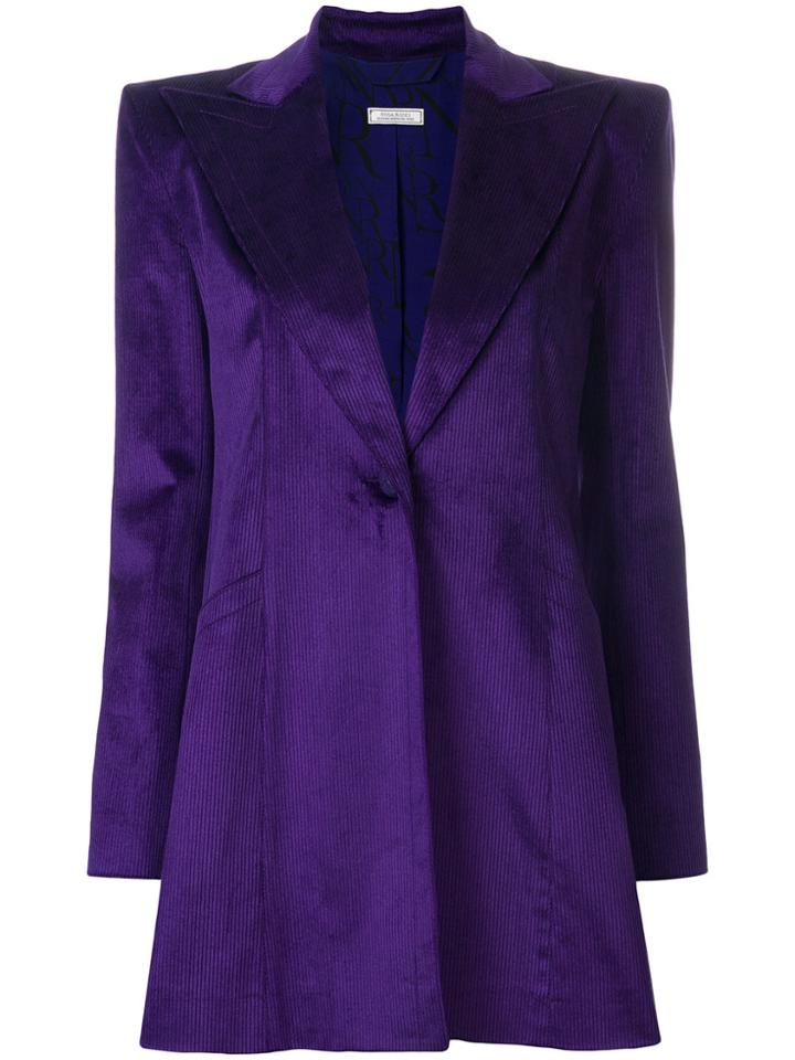 Nina Ricci Peak-lapel Longline Velvet Jacket - Pink & Purple