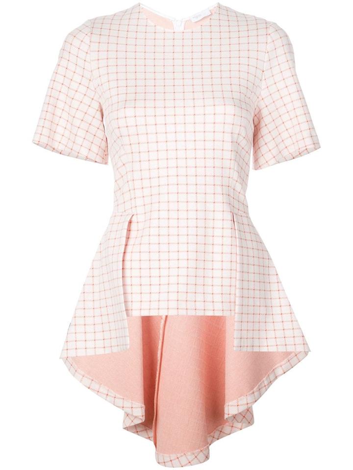 Rosetta Getty Check Print Peplum Top - Orange