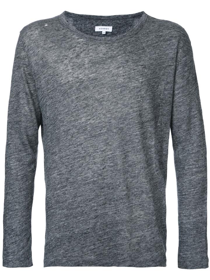 Venroy Longsleeved T-shirt, Men's, Size: Medium, Grey, Linen/flax