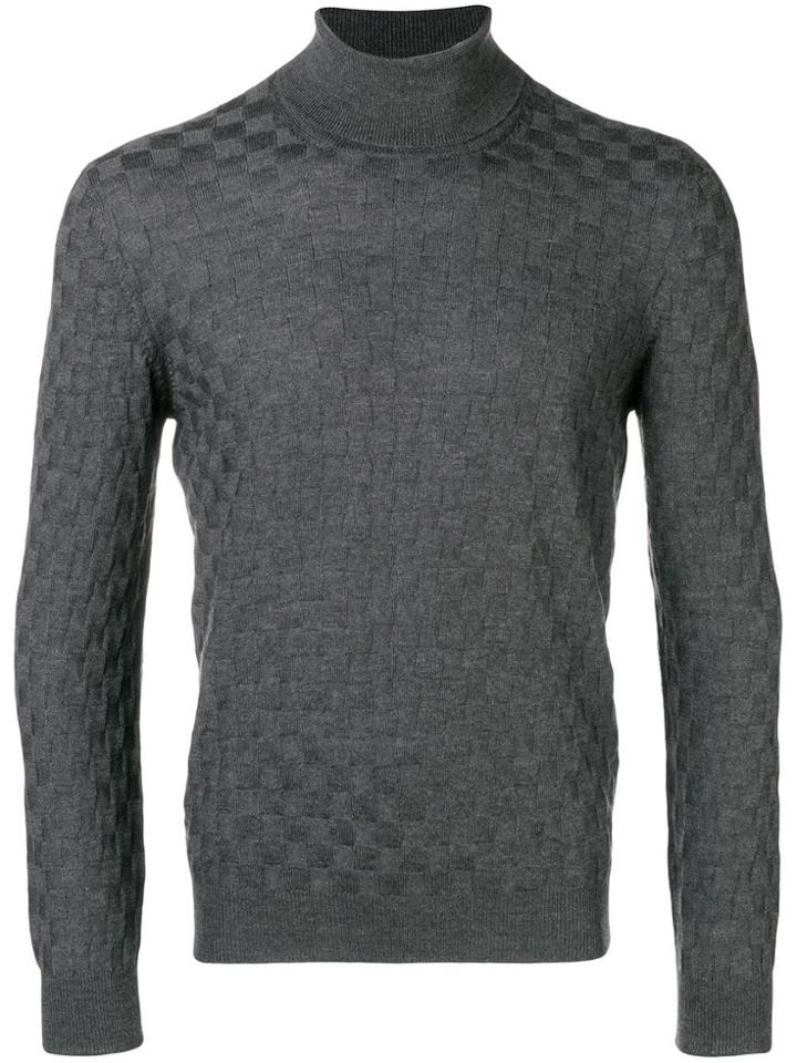 Tagliatore Checkerboard Knit Sweater - Grey