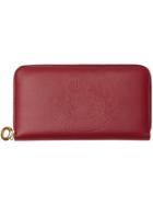 Burberry Embossed Crest Two-tone Leather Ziparound Wallet - Red