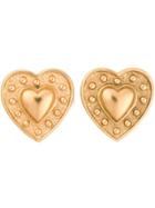 Yves Saint Laurent Vintage Heart Clip On Earrings - Metallic
