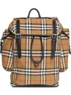 Burberry Vintage Check And Leather Backpack - Brown