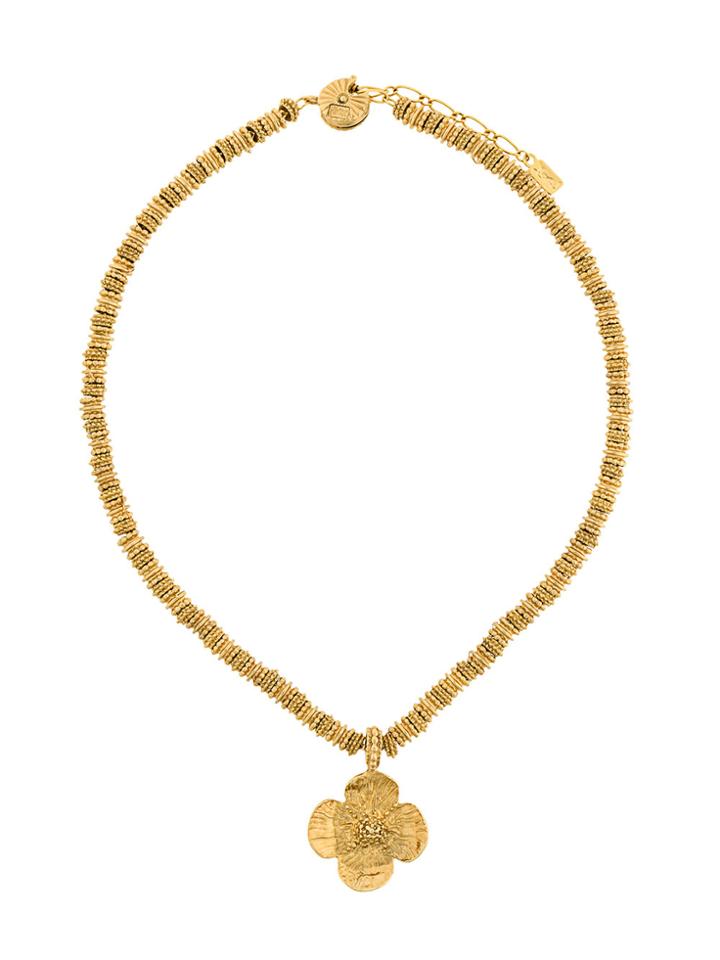Yves Saint Laurent Vintage Flower Pendant Necklace - Metallic