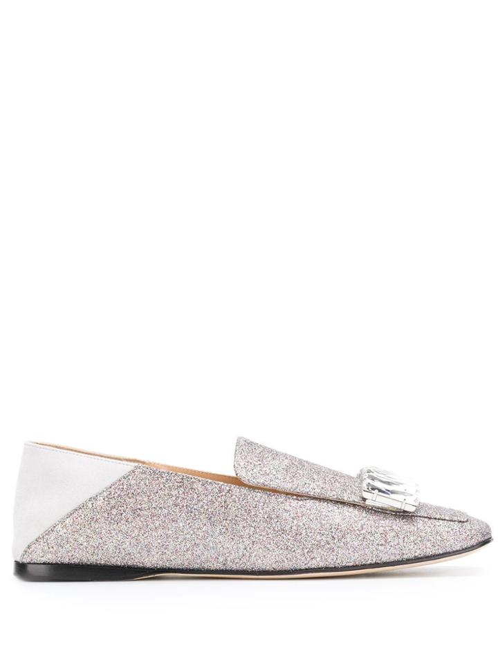 Sergio Rossi Crystal Embellished Loafers - Silver
