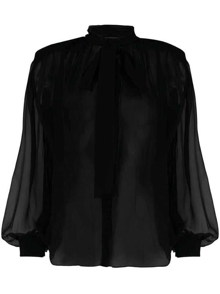 Alberta Ferretti Long-sleeve Sheer Blouse - Black