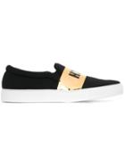 Joshua Sanders Don T Touch Print Slip-on Sneakers, Men's, Size: 44, Black, Leather/rubber/nylon