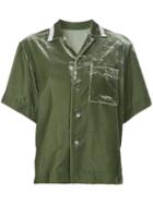 G.v.g.v. Velvet Shortsleeved Shirt, Size: 36, Green, Rayon/cupro