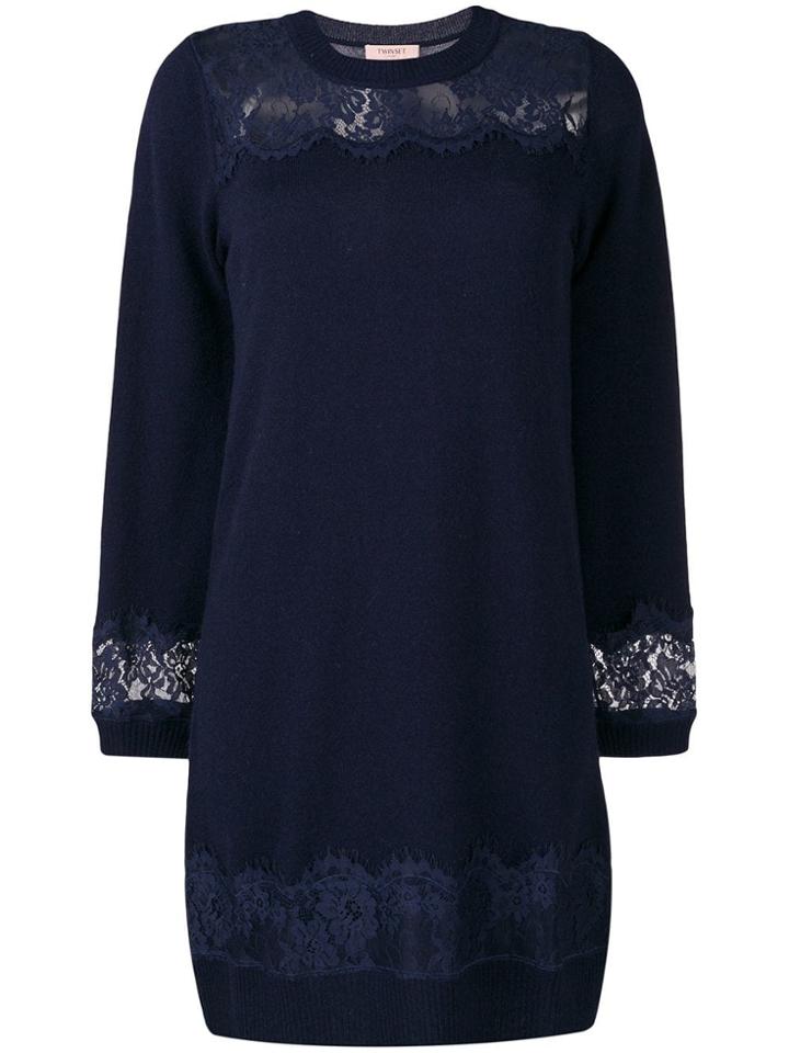 Twin-set Lace Detail Dress - Blue