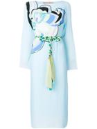 Emilio Pucci Printed-panel Belted Midi Dress - Blue