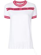 Miu Miu Stripe Logo Drawstring T-shirt - White