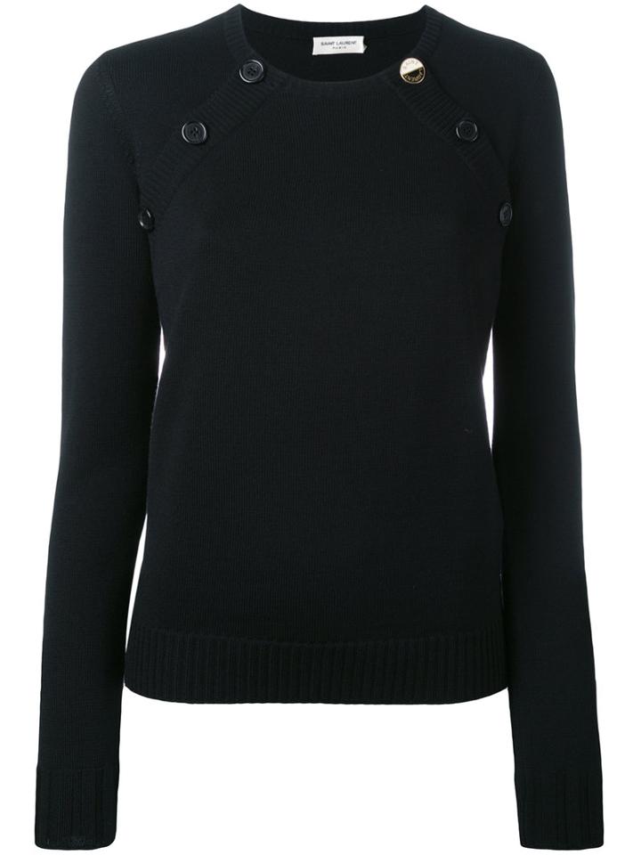 Saint Laurent Sailor Double Button Jumper, Women's, Size: Xs, Black, Wool