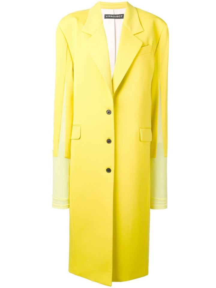 Y / Project Contrast Single-breasted Coat - Yellow